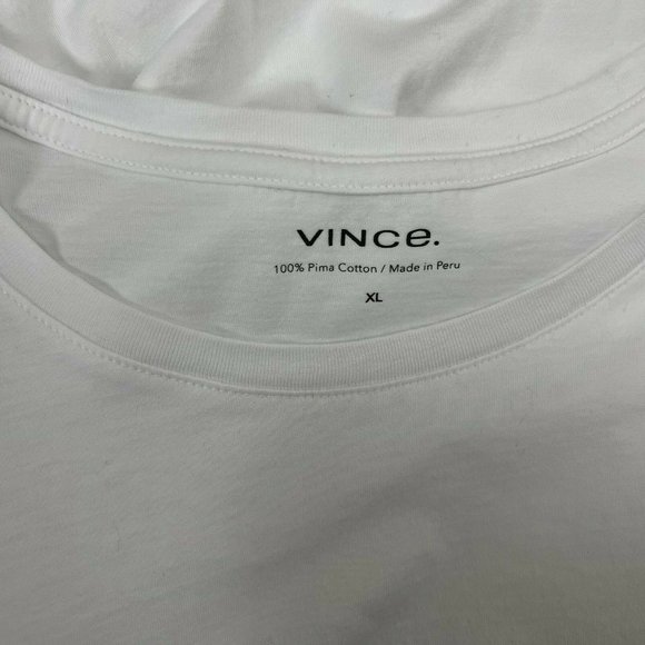 Vince Short Sleeve Tee Shirt Pima Cotton Crew Neck Lightweight Top White Mens XL - Picture 9 of 16